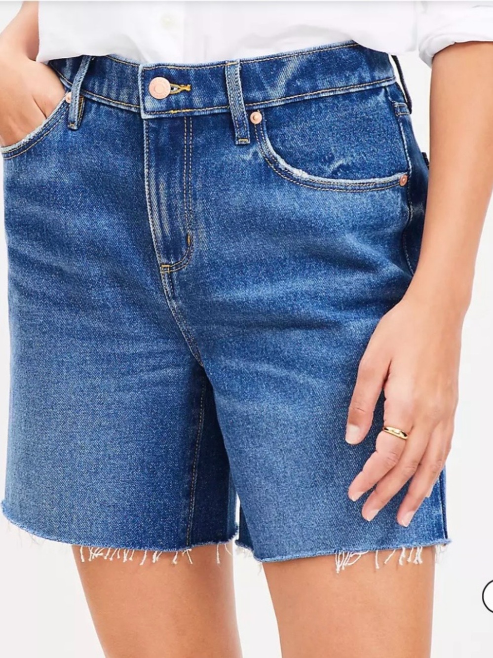LOFT Mid-Rise Blue Denim Jean Shorts